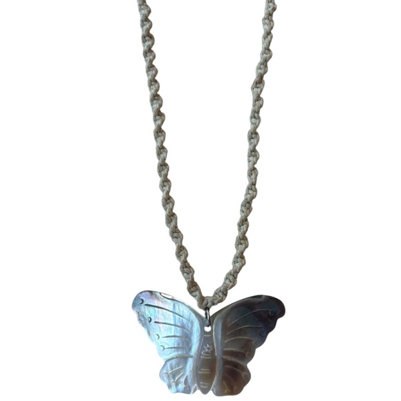 Jewelry - Mother of Pearl Butterfly Pendant Boho Necklace